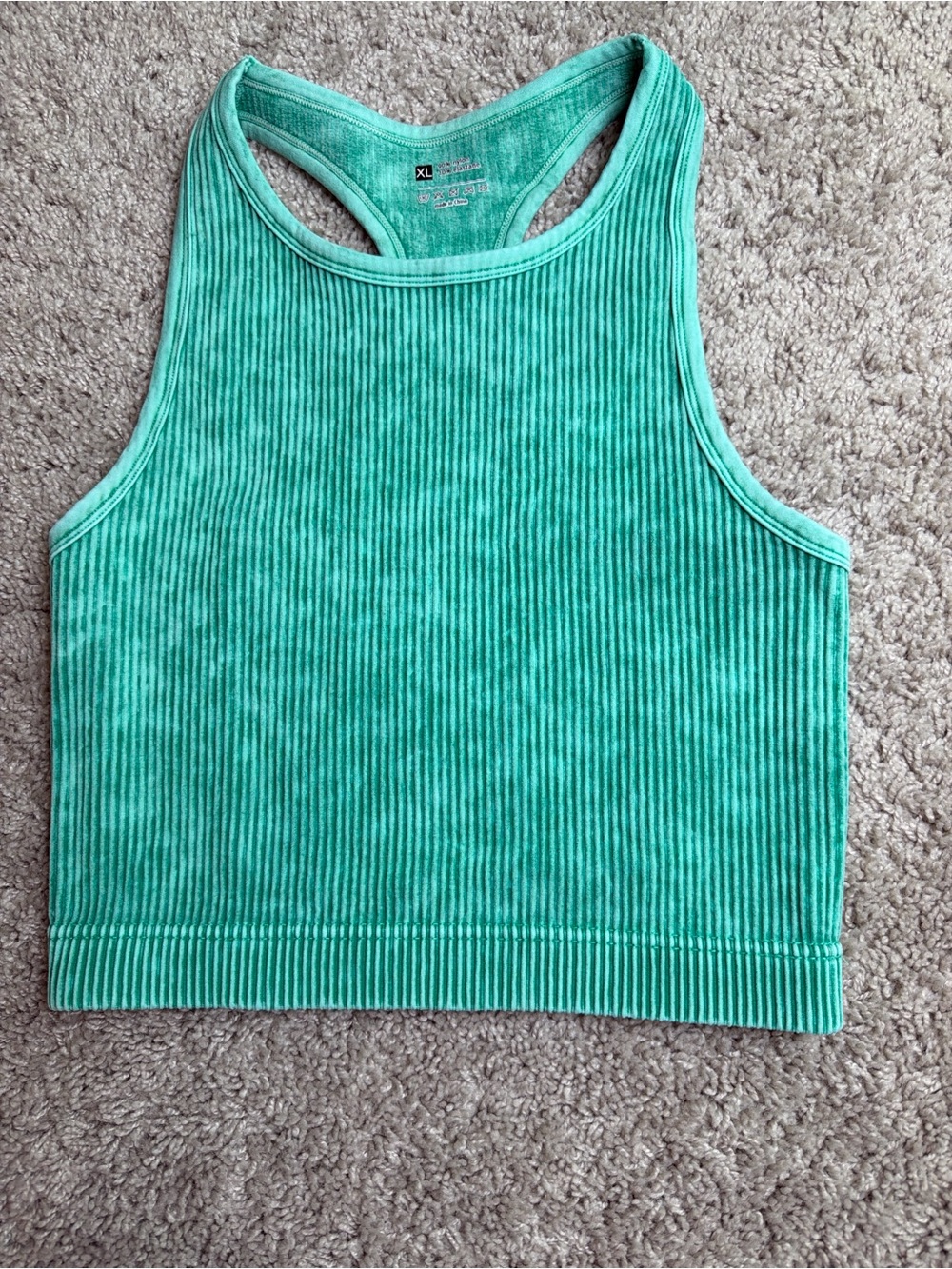 Ribbed Racerback Tank Top in Teal Green - Women's